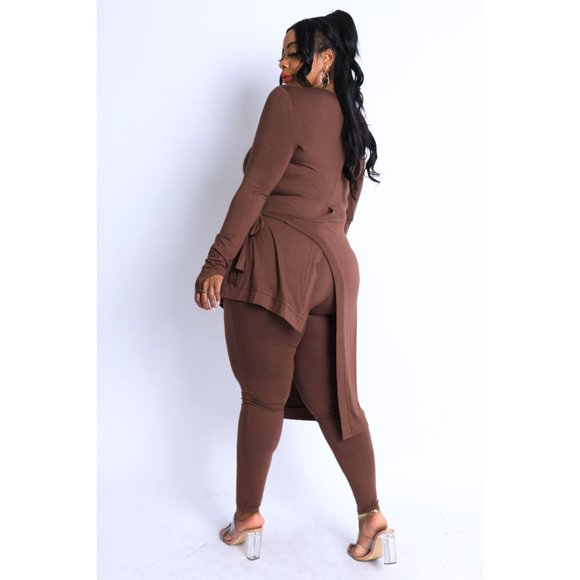 Women's Casual Unbalance Top And Matching Leggings Sets Plus Size Curvy 1X 2X 3X - Picture 14 of 14